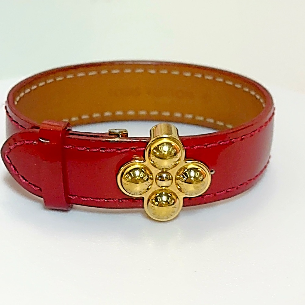 Louis Vuitton Red and Gold Leather Bracelet